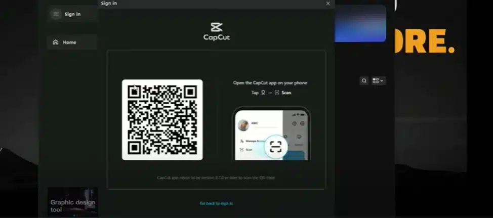 CapCut for PC- QR Code